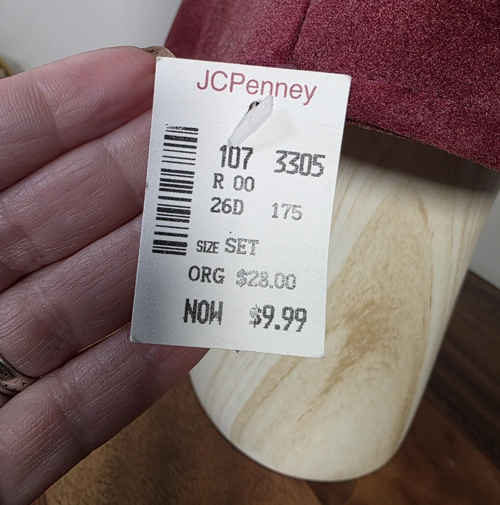 Vintage JCPenney Women’s Embroidered Burgundy Bucket Hat One Size Boho Cottage - Picture 11 of 15